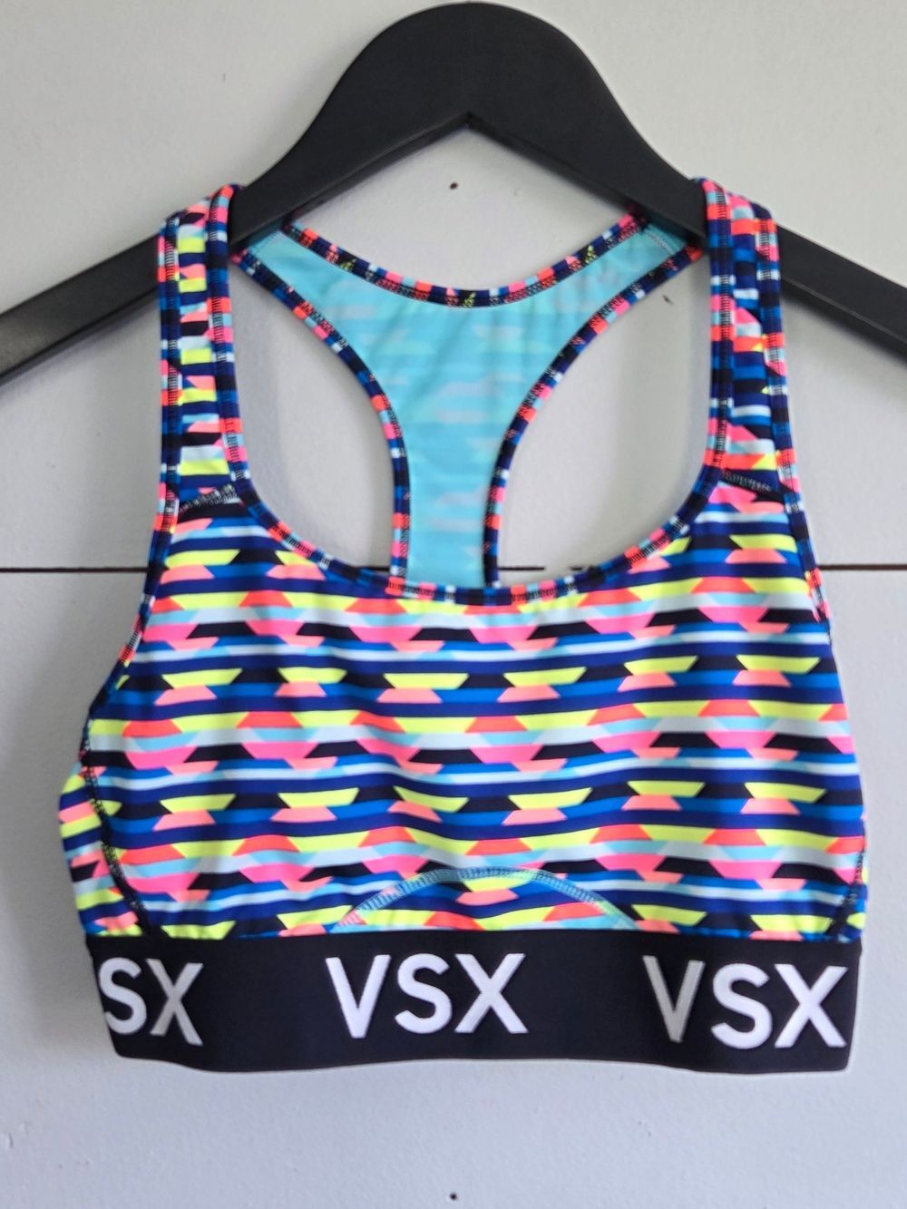 Victoria's Secret VSX Sport Multicolor Racerback Sports Bra S Geometric Wireless